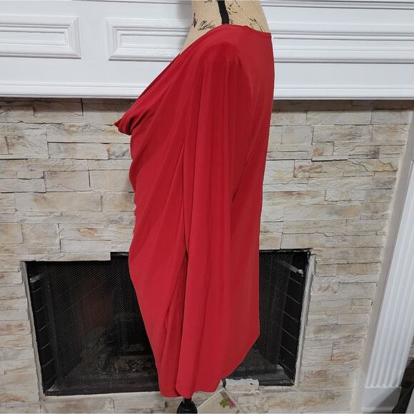 Susan Lawrence red cowl neck long sleeve blouse plus size 1X - Picture 3 of 5
